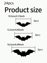 24pcs Halloween 3D Glowing Bat Decorations