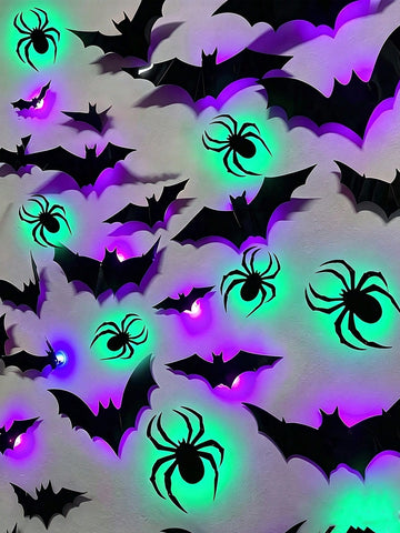 24pcs Halloween 3D Glowing Bat Decorations