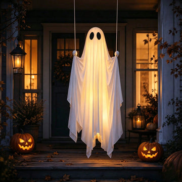 Hanging Ghost With Remote Control, Spooky & Cute Halloween Outdoor Decoration