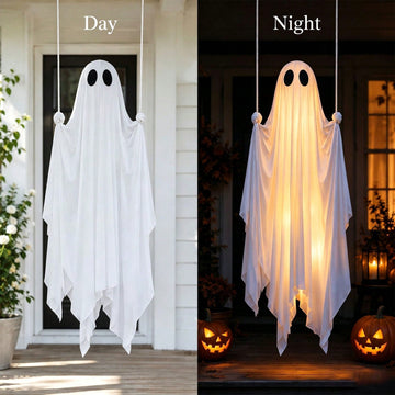 Hanging Ghost With Remote Control, Spooky & Cute Halloween Outdoor Decoration