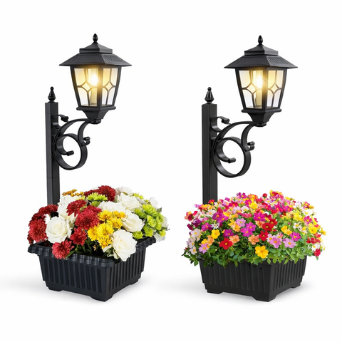 trellis planter with solar lanterns 2 Pack Solar Lamp Post Light With Planter 2 In 1 Outdoor Flower Pots 3000K Solar Lamps Outdoor Waterproof Wall Mount Or Freestanding For Garden Patio Yard Front Porch – EP Designlab LLC