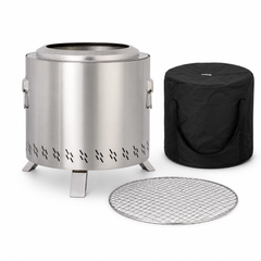 21” Stainless Steel Smokeless Fire Pit for Patio Camping with Carry Bag