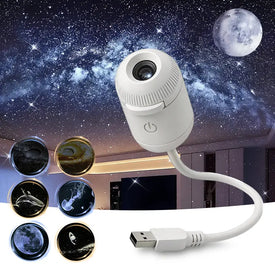 2-in-1 Galaxy Projector Night Light, USB Portable Starry Sky  Projector for Bedroom (6 Slide)