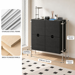 Industrial Birch Plywood Sideboard Cabinet with Stainless Steel Frame