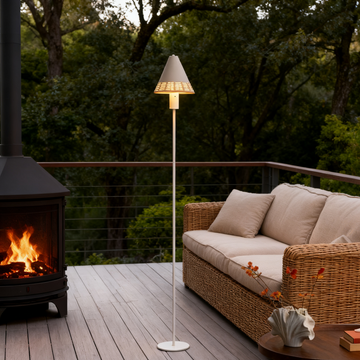 Outdoor patio rattan floor lamp