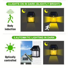 4 Pack Solar Outdoor Wall Lights with Motion Sensor, Waterproof IP65 Garden Security Lighting, 3 Modes Auto Dusk to Dawn, Wireless Decorative Lamp for Patio, Villa, Pathway