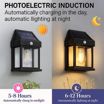 4 Pack Solar Outdoor Wall Lights with Motion Sensor, Waterproof IP65 Garden Security Lighting, 3 Modes Auto Dusk to Dawn, Wireless Decorative Lamp for Patio, Villa, Pathway