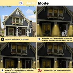 4 Pack Solar Outdoor Wall Lights with Motion Sensor, Waterproof IP65 Garden Security Lighting, 3 Modes Auto Dusk to Dawn, Wireless Decorative Lamp for Patio, Villa, Pathway