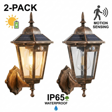 2PCS Antique Bronze Finish European-style Retro Outdoor Wall Light. It Features A Vintage, Weatherproof Design Reminiscent of Traditional Victorian Lanterns