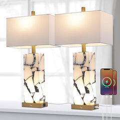 Natural Marble Table Lamps Set of 2