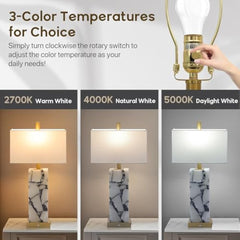Natural Marble Table Lamps Set of 2