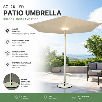 Automatic Solar Patio Umbrella with LED Lighting