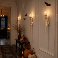 31.5inch Candle Wall Sconce, Halloween Wall Decor, with Battery Operated Candles, Set of 2