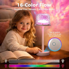 Waterproof Shower Lamp with 16 Color Ocean Wave Projector, Rechargeable LED Light with Remote & Touch Control