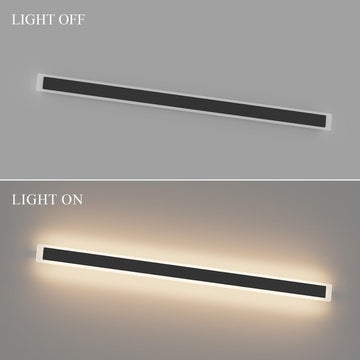 59" Set of 2 Outdoor LED Wall Sconces, IP65 Waterproof Modern Exterior Wall Lights, Black 3000K Warm White