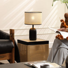Handmade Woven Canework  Mid-Century Desk Lamp, E27 Socket, 18