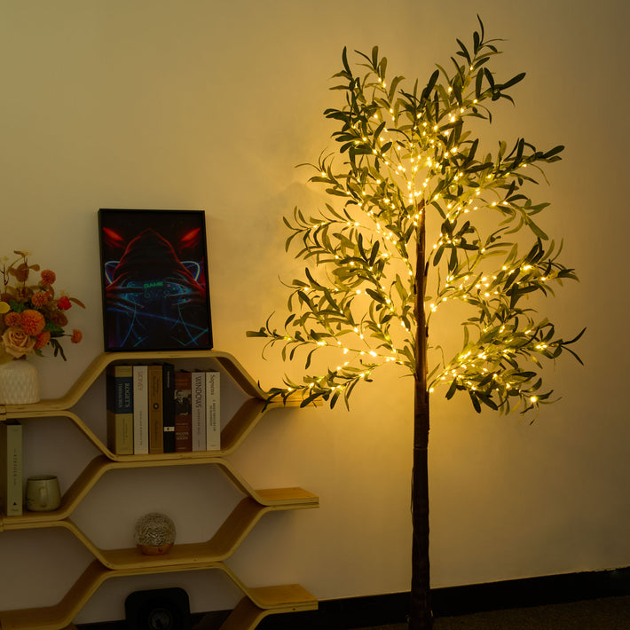 5.9ft Lighted Artificial Olive Tree with LED Fairy Lights