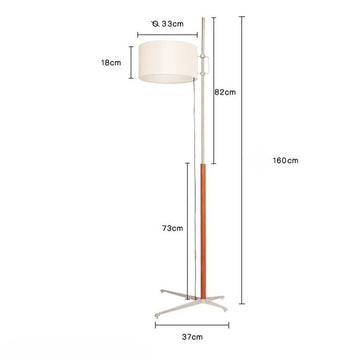 Mid Century Standing Lamp with Fabric Drum Shade