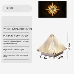 Modern Pyramid Table Lamp with Hand-Wave Control, 3 Color Modes & Stepless Dimming