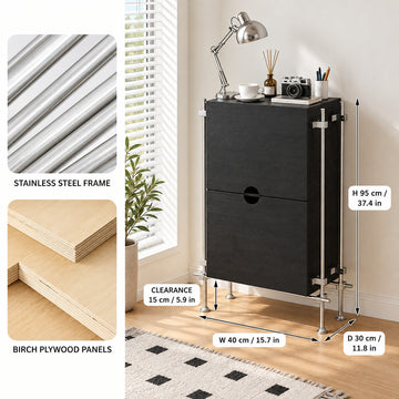 Industrial Birch Plywood Sideboard Cabinet with Stainless Steel Frame