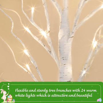 2ft Lighted Indoor & Outdoor Birch Tree