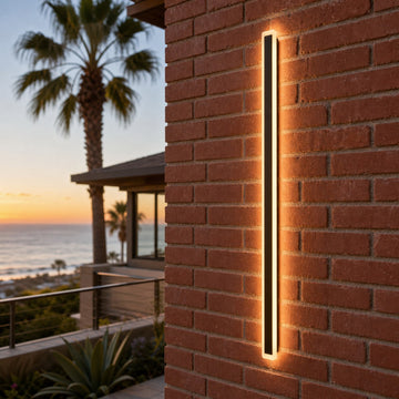 59" Set of 2 Outdoor LED Wall Sconces, IP65 Waterproof Modern Exterior Wall Lights, Black 3000K Warm White