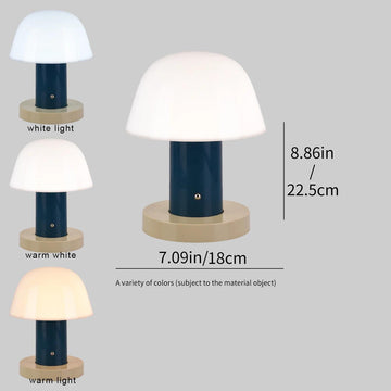 Rechargeable Mushroom Table Lamp, 3 Color Temperature