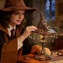Wizard Hat Table Lamp, Fantasy LED Ambient Light, Magical Desk Lamp for Bedroom, Gaming Room & Reading Corner Decor, DIY Building Block Table Lamp