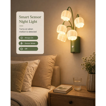 Smart Sensor Tulip Wall Light, Rechargeable, Megnetic Install