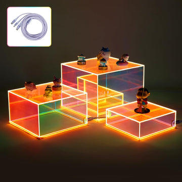 3Pcs Iridescent Acrylic Display Risers with LED light