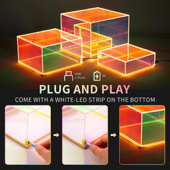3Pcs Iridescent Acrylic Display Risers with LED light