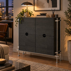 Industrial Birch Plywood Sideboard Cabinet with Stainless Steel Frame