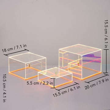 3Pcs Iridescent Acrylic Display Risers with LED light