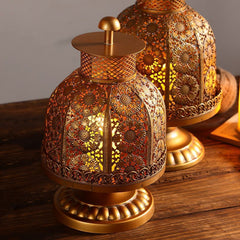 Vintage Moroccan Gold Lattice Candle Holder