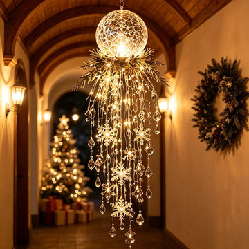 Crystal Cascade Christmas Light - Hanging Snowflake & Crystal LED Porch Decor