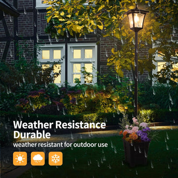 2-In-1 Outdoor Planter with Solar Lamp Post Lights, 59"H MAX