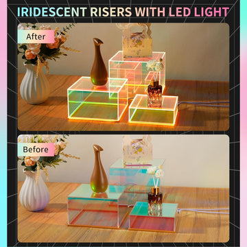 3Pcs Iridescent Acrylic Display Risers with LED light