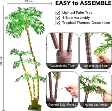 7FT Artificial Lighted  Palm Trees for Outdoors & Patio Decor