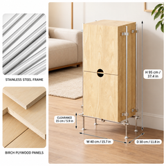 Industrial Birch Plywood Sideboard Cabinet with Stainless Steel Frame