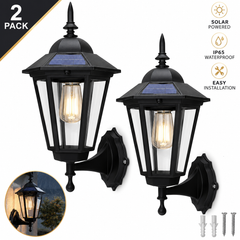 2PCS Antique Bronze Finish European-style Retro Outdoor Wall Light. It Features A Vintage, Weatherproof Design Reminiscent of Traditional Victorian Lanterns