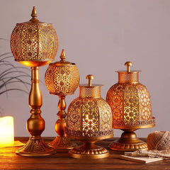 Vintage Moroccan Gold Lattice Candle Holder