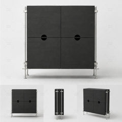 Industrial Birch Plywood Sideboard Cabinet with Stainless Steel Frame