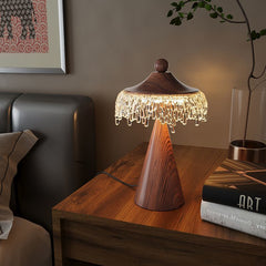Walnut Acrylic Decorative Nightstand Lamp for Bedroom, Living Room, Office