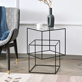 Glass double layer 3D floating side table