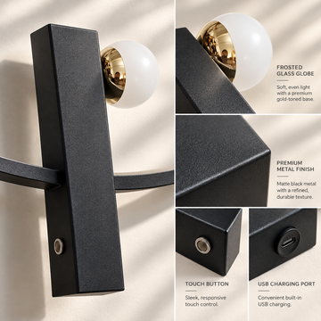Set of 2 Cordless LED Wall Sconces, 4000mAh Rechargeable