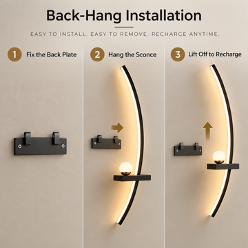 Set of 2 Cordless LED Wall Sconces, 4000mAh Rechargeable