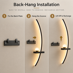 Set of 2 Cordless LED Wall Sconces, 4000mAh Rechargeable