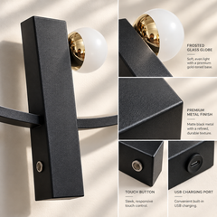 Set of 2 Cordless LED Wall Sconces, 4000mAh Rechargeable
