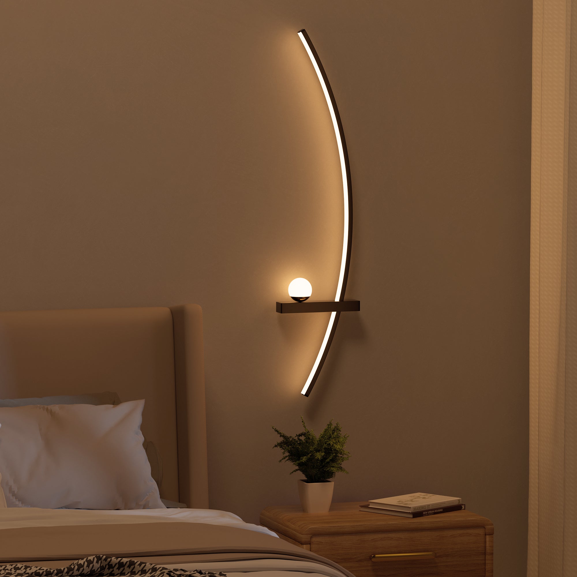 2-Pack Modern Orb Arc Wall Lamp