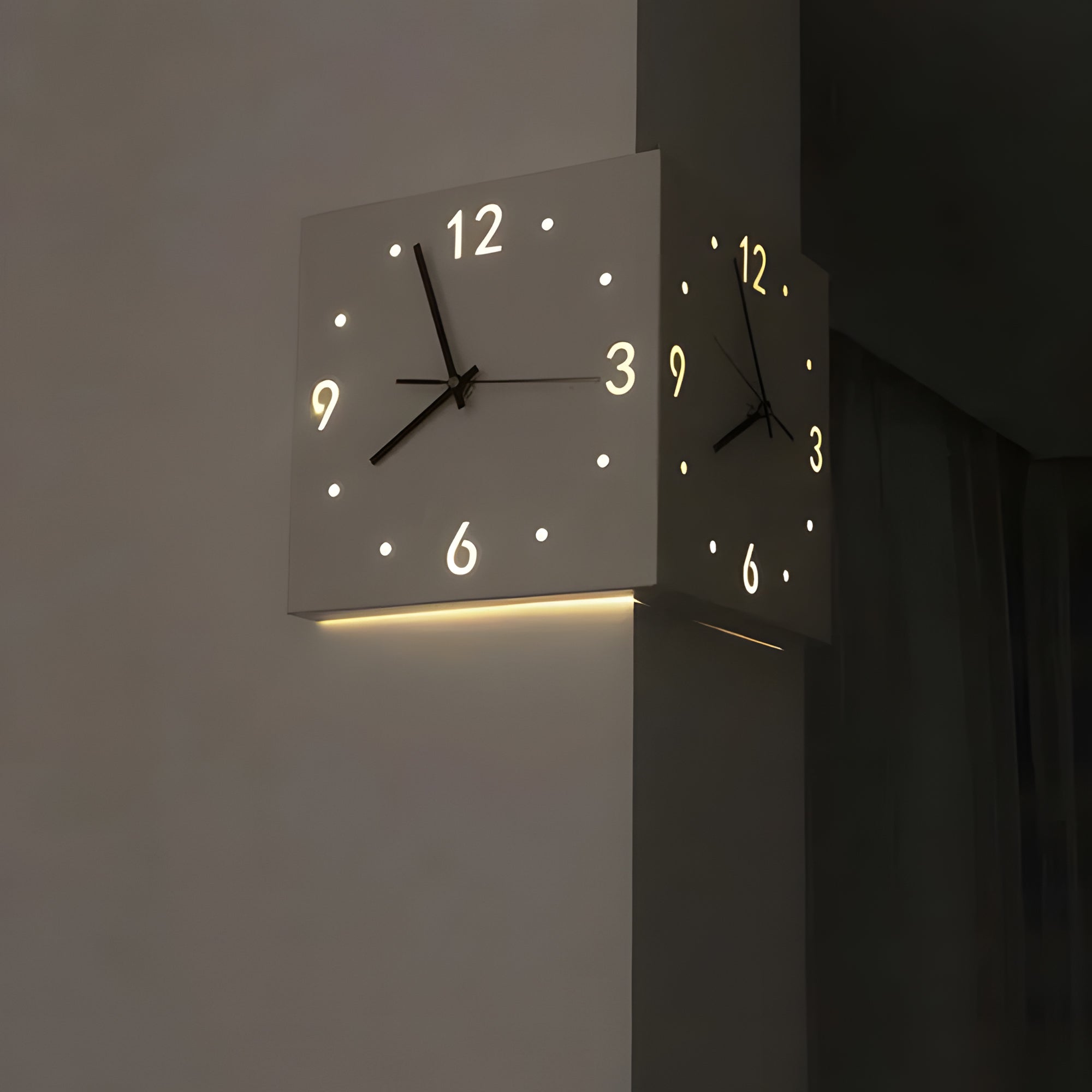 Motion Sensor Backlit Corner Clock, Decorative Quartz Wall Clock | EP ...